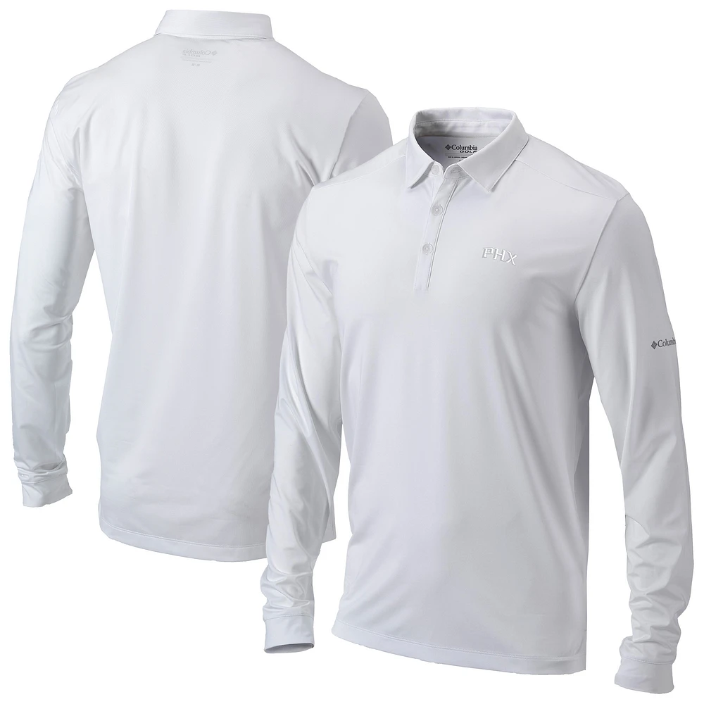 Men's Columbia White Phoenix Suns Omni-Wick Pin High Long Sleeve Polo