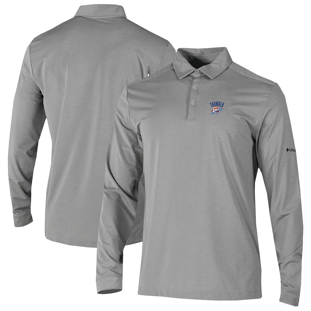 Men's Columbia Gray Oklahoma City Thunder Omni-Wick Pin High Long Sleeve Polo