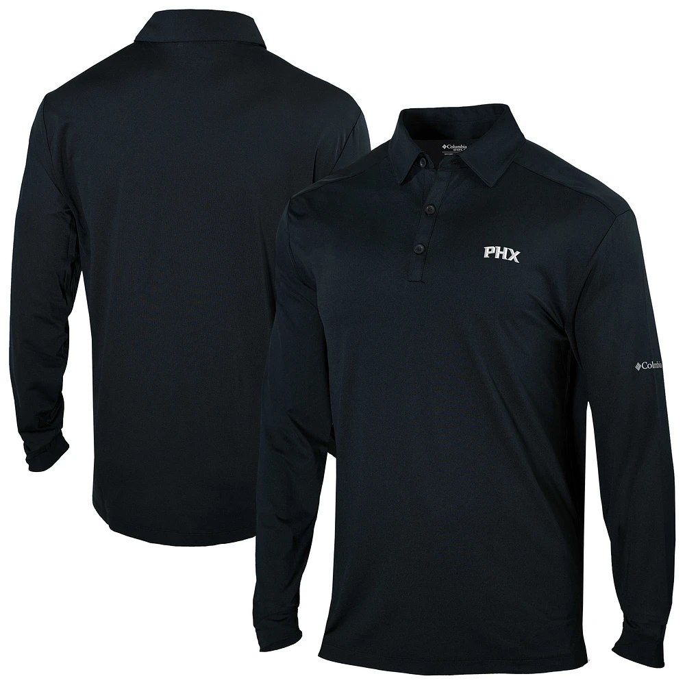 Men's Columbia Black Phoenix Suns Omni-Wick Pin High Long Sleeve Polo