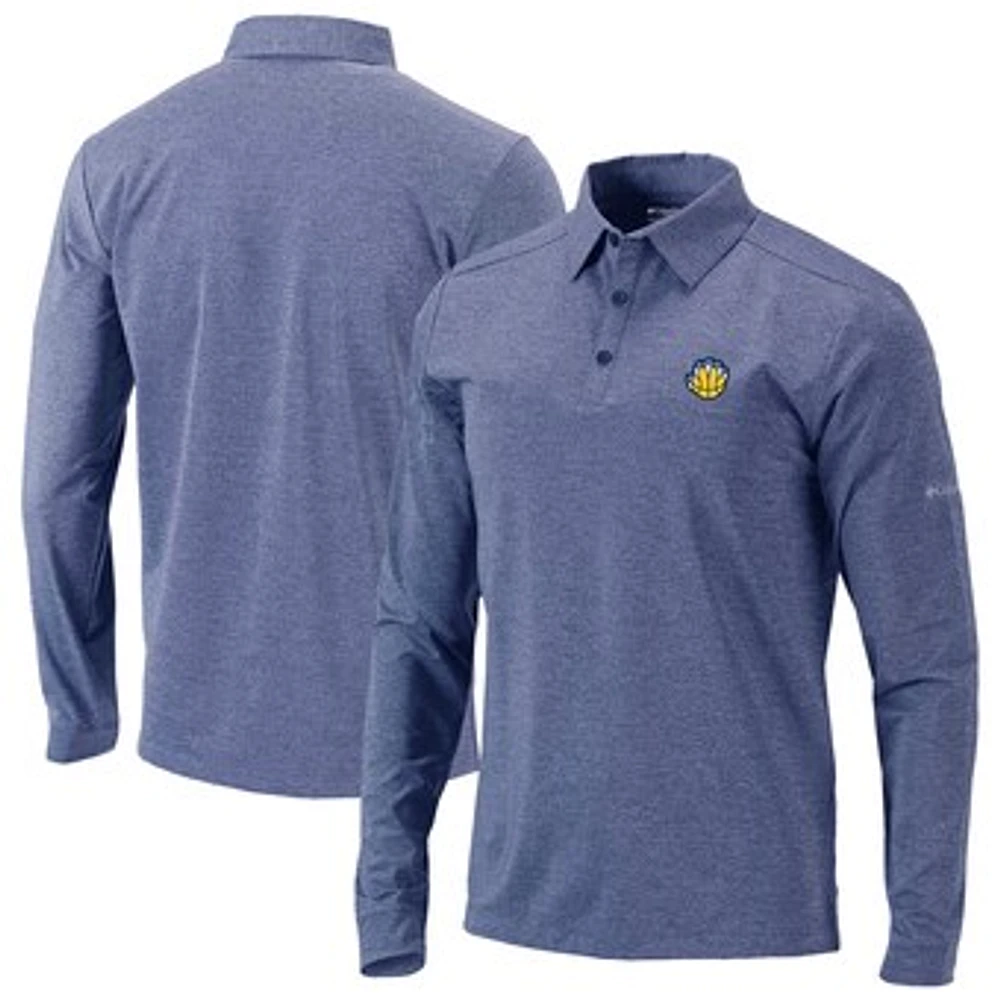 Men's Columbia Navy Memphis Grizzlies Omni-Wick Pin High Long Sleeve Polo