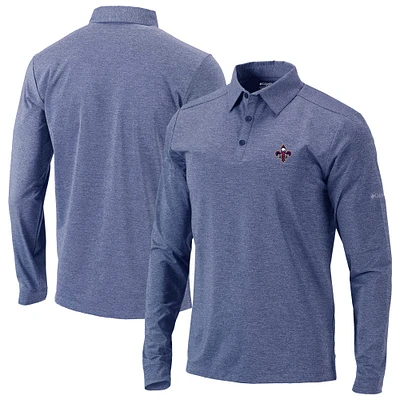 Men's Columbia Navy New Orleans Pelicans Omni-Wick Pin High Long Sleeve Polo