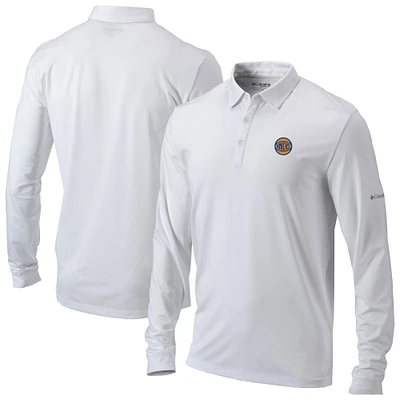 Men's Columbia White New York Knicks Omni-Wick Pin High Long Sleeve Polo