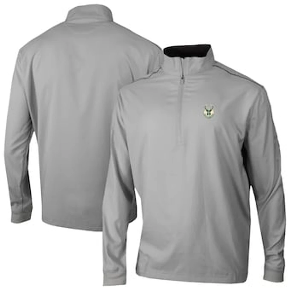 Men's Columbia Gray Milwaukee Bucks Omni-Wick Bogey's Paradise Quarter-Zip Top