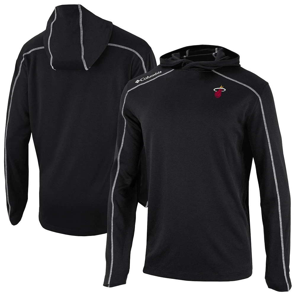 Men's Columbia Black Miami Heat Omni-Wick Shotgun Pullover Hoodie