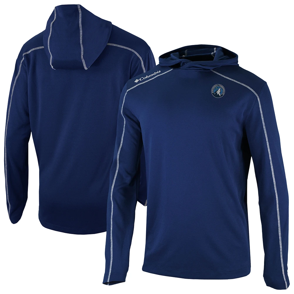 Men's Columbia Navy Minnesota Timberwolves Omni-Wick Shotgun Pullover Hoodie