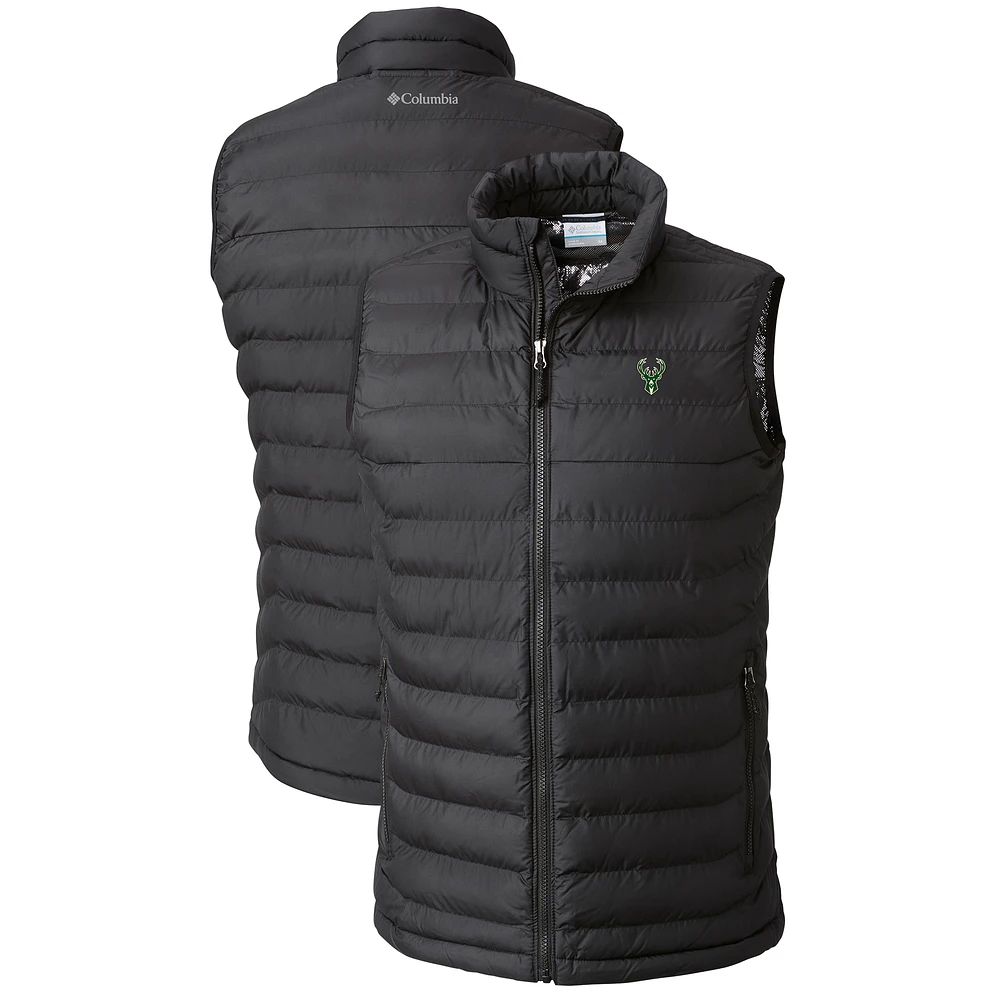 Men's Columbia Black Milwaukee Bucks Powder Lite Omni-Heat Reflective Full-Zip Vest