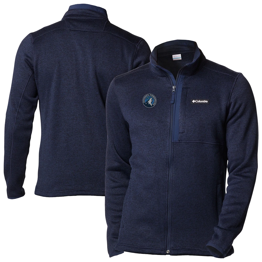Men's Columbia Navy Minnesota Timberwolves Sweater Weather Full-Zip Jacket
