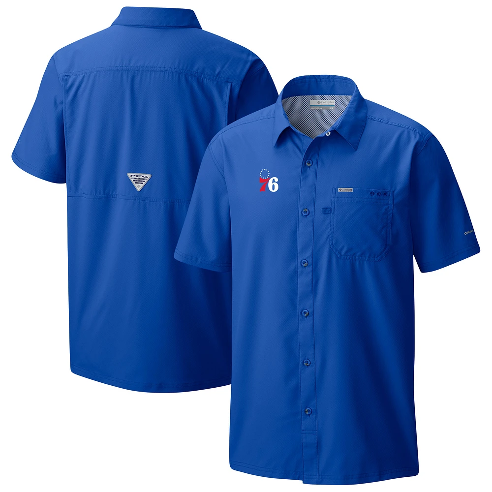 Men's Columbia Blue Philadelphia 76ers Slack Tide Camp Button-Up Shirt