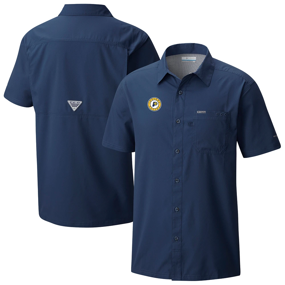 Men's Columbia Navy Indiana Pacers Slack Tide Camp Button-Up Shirt