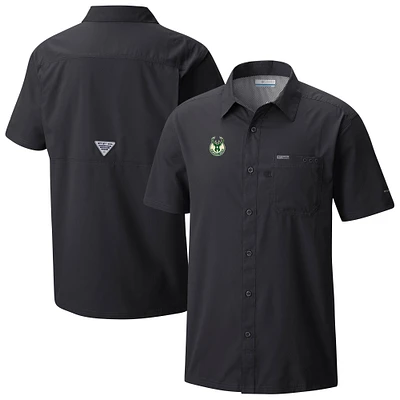 Men's Columbia Black Milwaukee Bucks Slack Tide Camp Button-Up Shirt