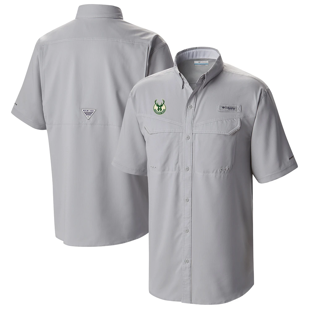 Men's Columbia Gray Milwaukee Bucks Omni-Wick Low Drag Offshore Button-Up Shirt