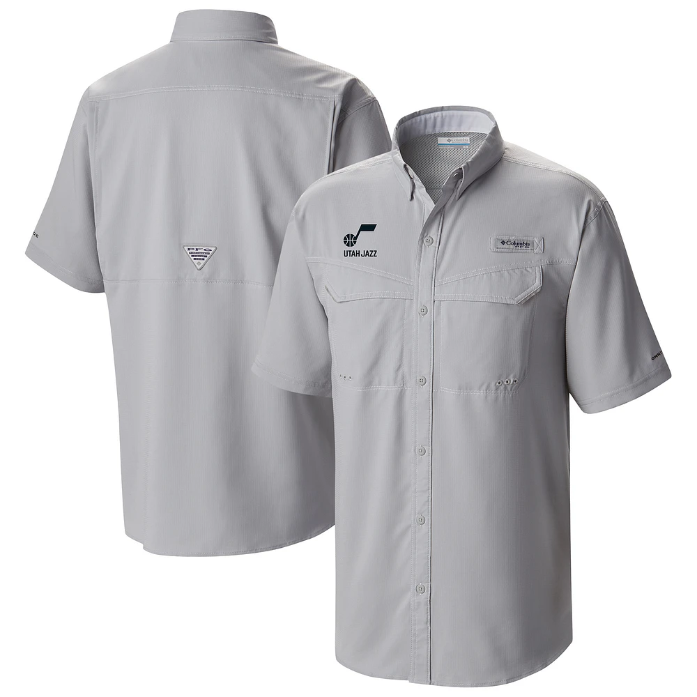 Men's Columbia Gray Utah Jazz Omni-Wick Low Drag Offshore Button-Up Shirt