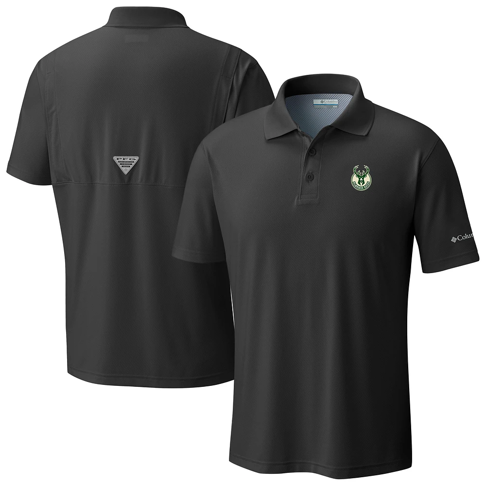 Men's Columbia Black Milwaukee Bucks Low Drag Offshore Polo
