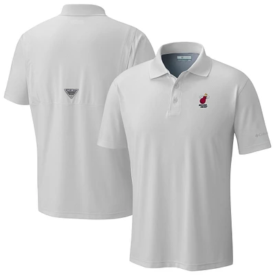Men's Columbia White Miami Heat Low Drag Offshore Polo