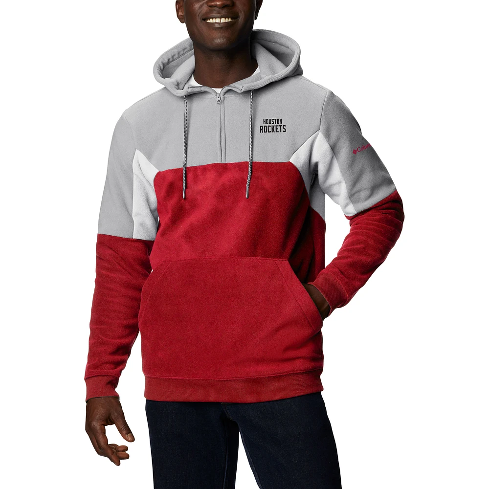 Men's Columbia Red Houston Rockets Lodge Quarter-Zip Hoodie