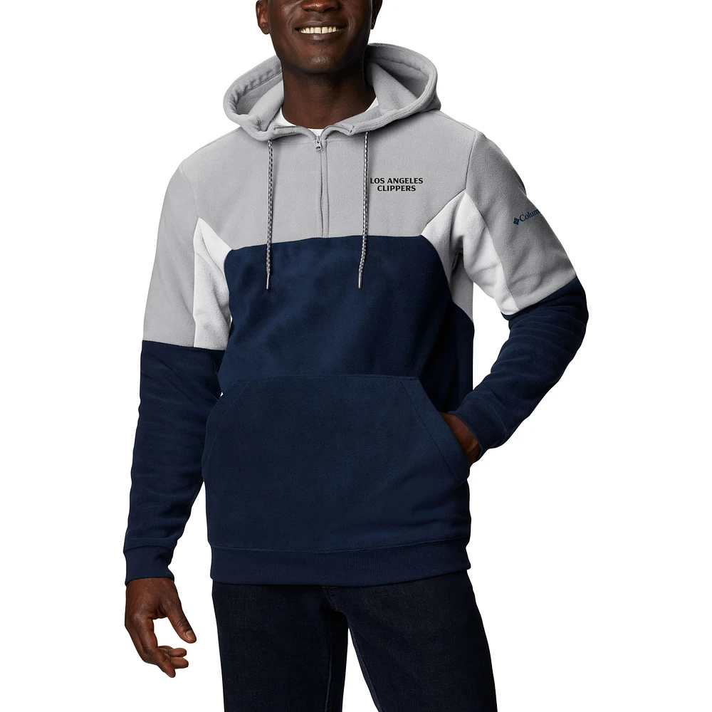 Men's Columbia Navy LA Clippers Lodge Quarter-Zip Hoodie