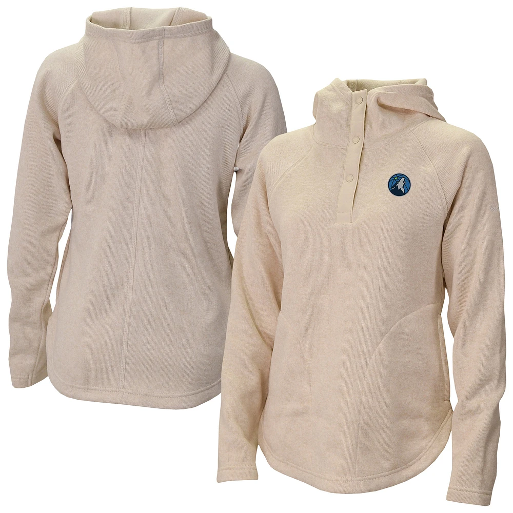 Women's Columbia Cream Minnesota Timberwolves Sweater Weather Quarter-Snap Hoodie