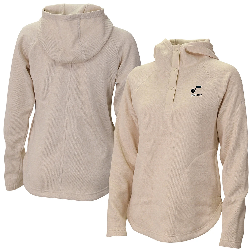 Women's Columbia Utah Jazz Sweater Weather Quarter-Snap Hoodie