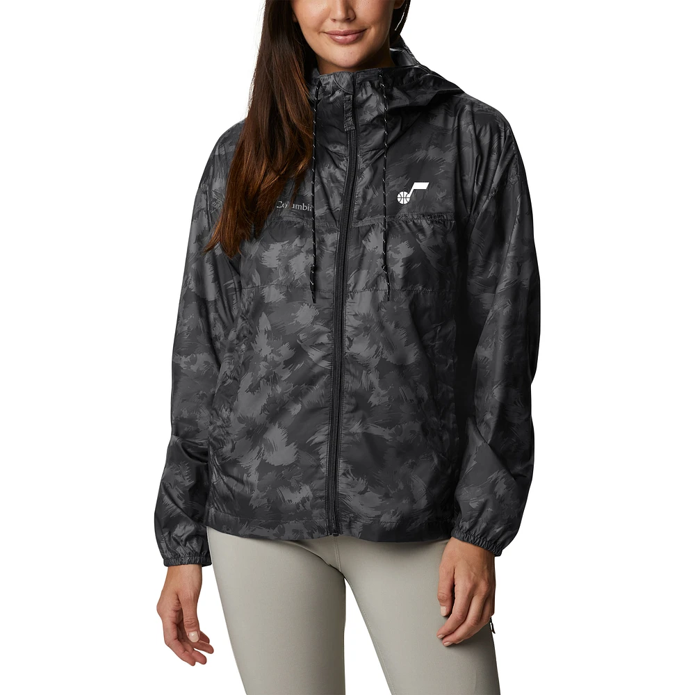 Women's Columbia Black Utah Jazz Flash Challenger Novelty Full-Zip Windbreaker Jacket