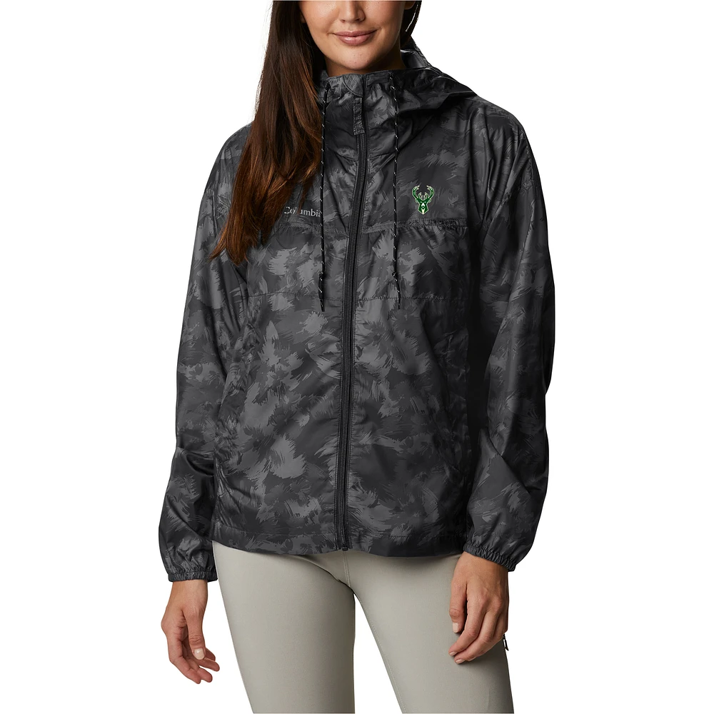 Women's Columbia Black Milwaukee Bucks Flash Challenger Novelty Full-Zip Windbreaker Jacket