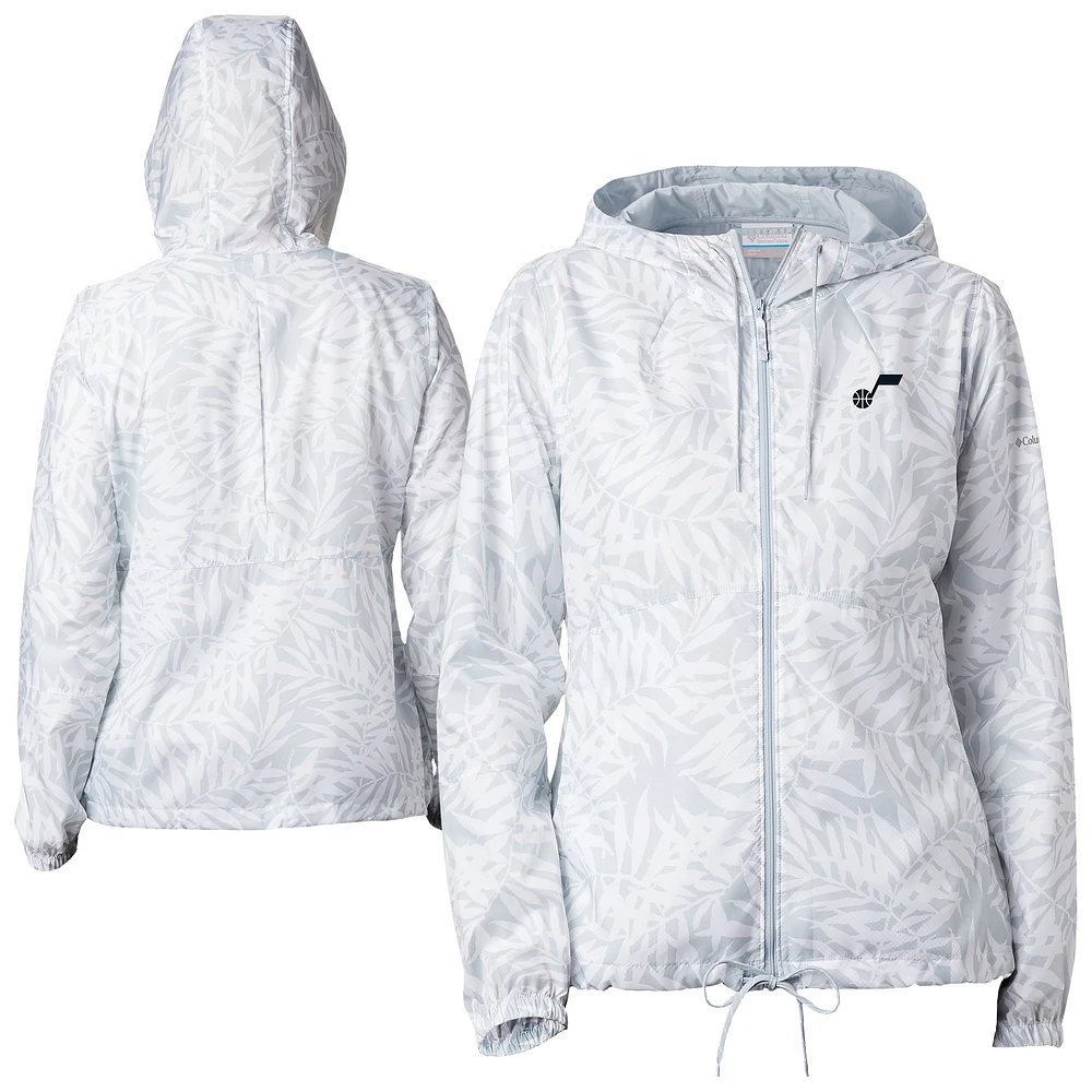 Women's Columbia White Utah Jazz Flash Forward Full-Zip Windbreaker Jacket