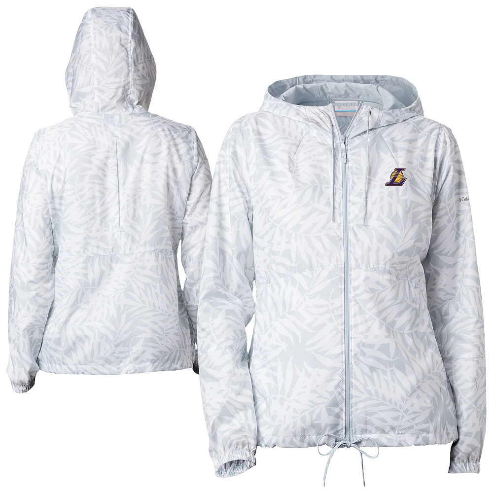Women's Columbia White Los Angeles Lakers Flash Forward Full-Zip Windbreaker Jacket