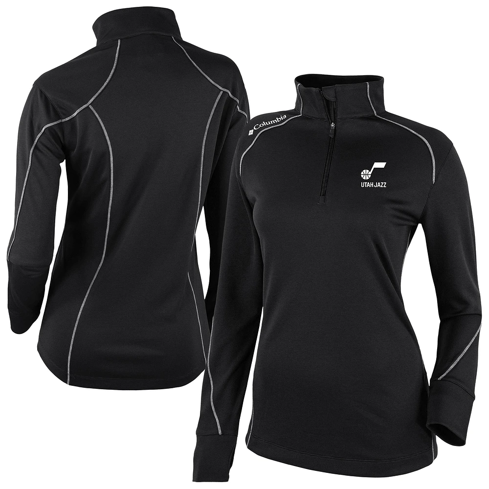 Women's Columbia Black Utah Jazz Omni-Wick Shotgun Quarter-Zip 2.0 Pullover