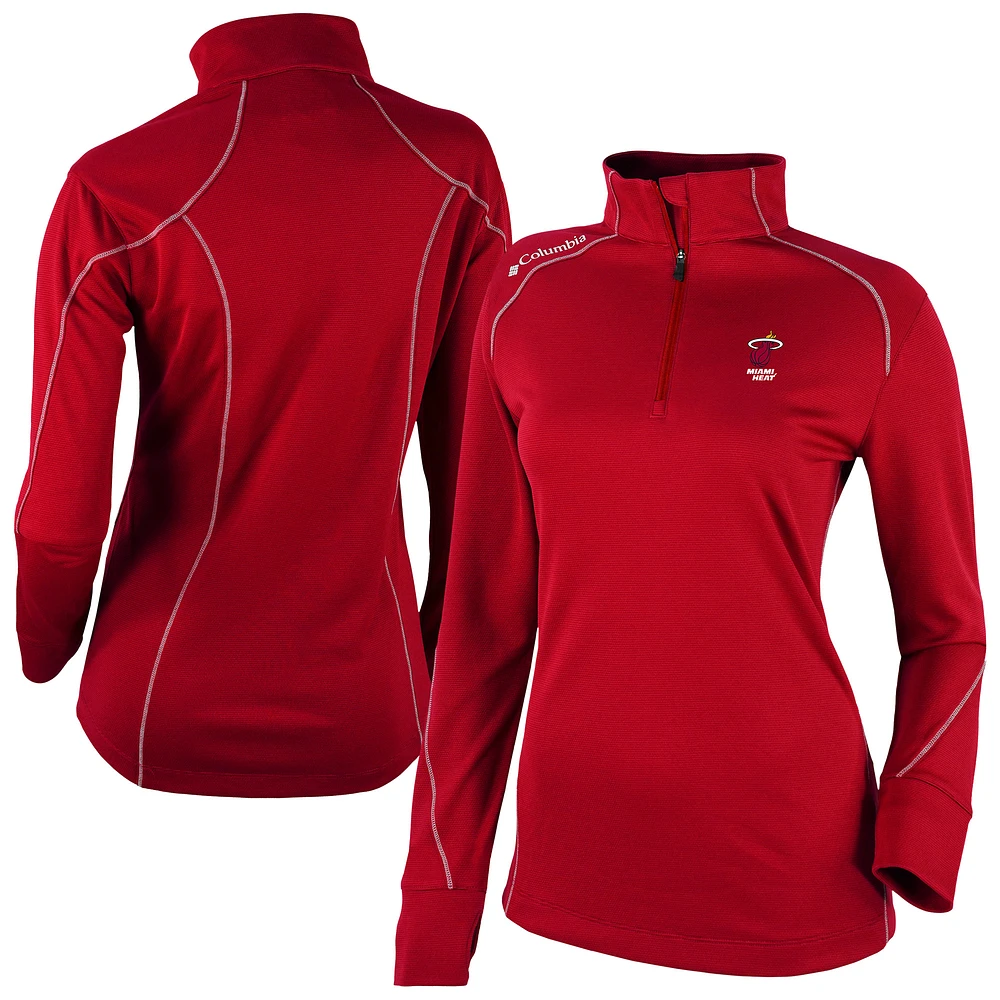 Women's Columbia Red Miami Heat Omni-Wick Shotgun Quarter-Zip 2.0 Pullover
