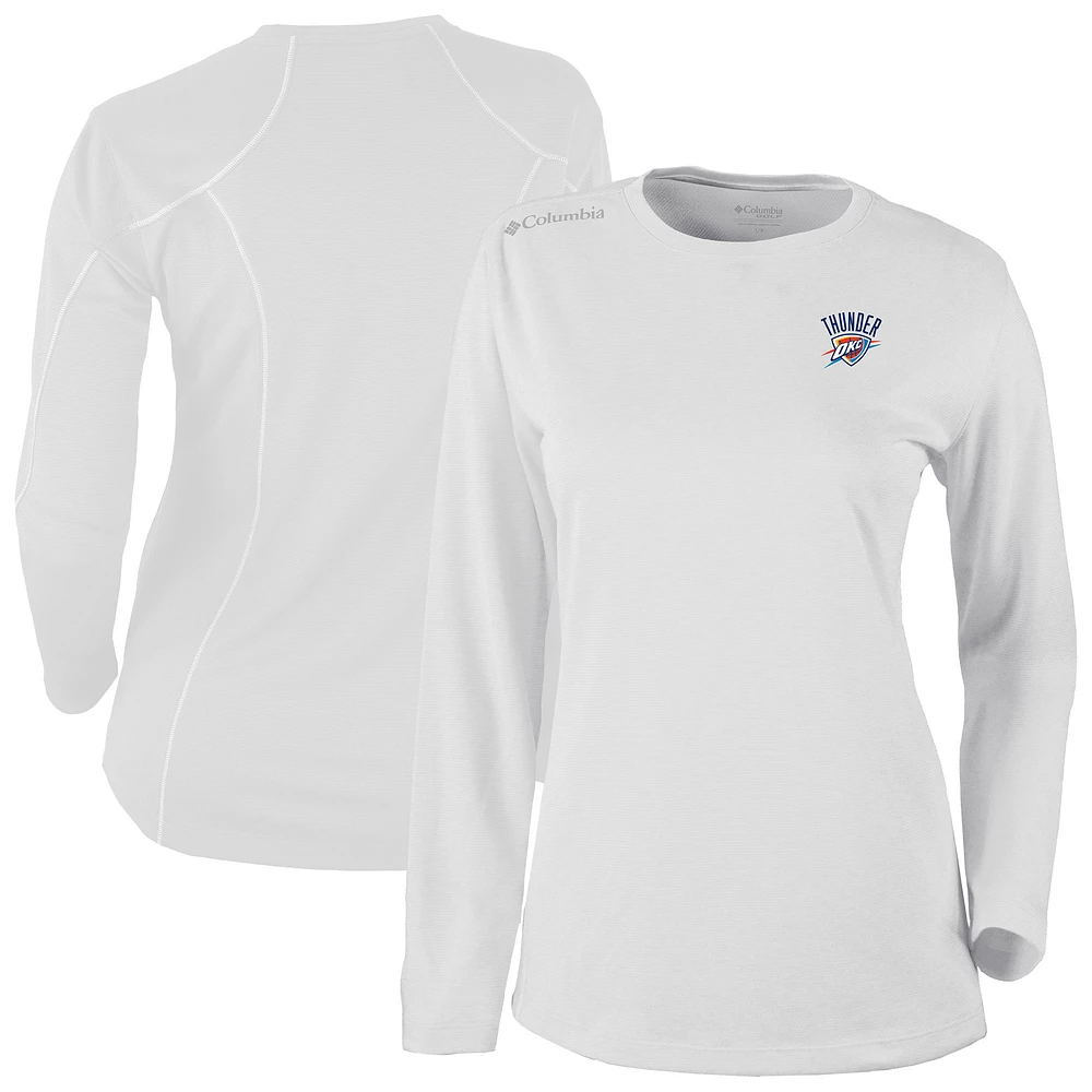 Men's Columbia White Oklahoma City Thunder Omni-Wick Shotgun Long Sleeve Top
