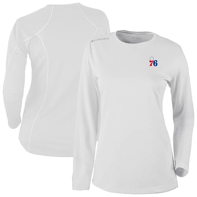 Men's Columbia White Philadelphia 76ers Omni-Wick Shotgun Long Sleeve Top