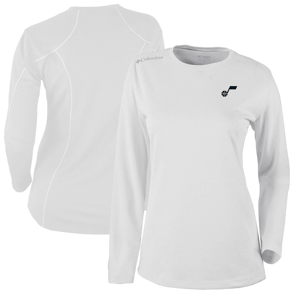 Men's Columbia White Utah Jazz Omni-Wick Shotgun Long Sleeve Top
