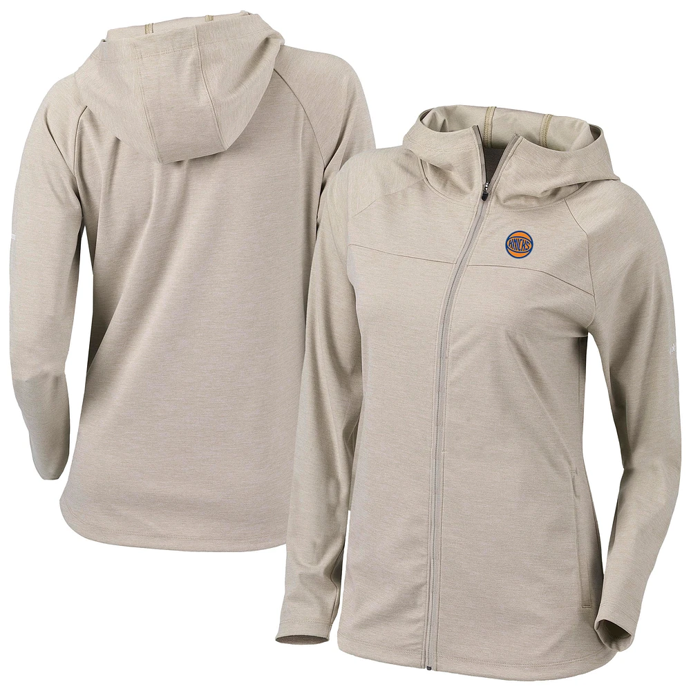 Women's Columbia Tan New York Knicks Omni-Wick Half Shot Full-Zip Hoodie