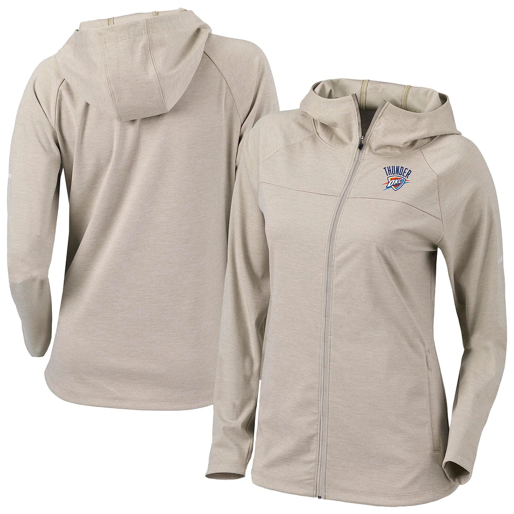Women's Columbia Tan Oklahoma City Thunder Omni-Wick Half Shot Full-Zip Hoodie