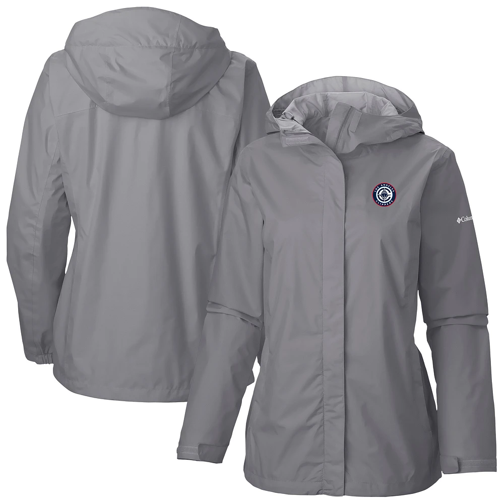 Women's Columbia Gray LA Clippers Arcadia Full-Zip Rain Jacket