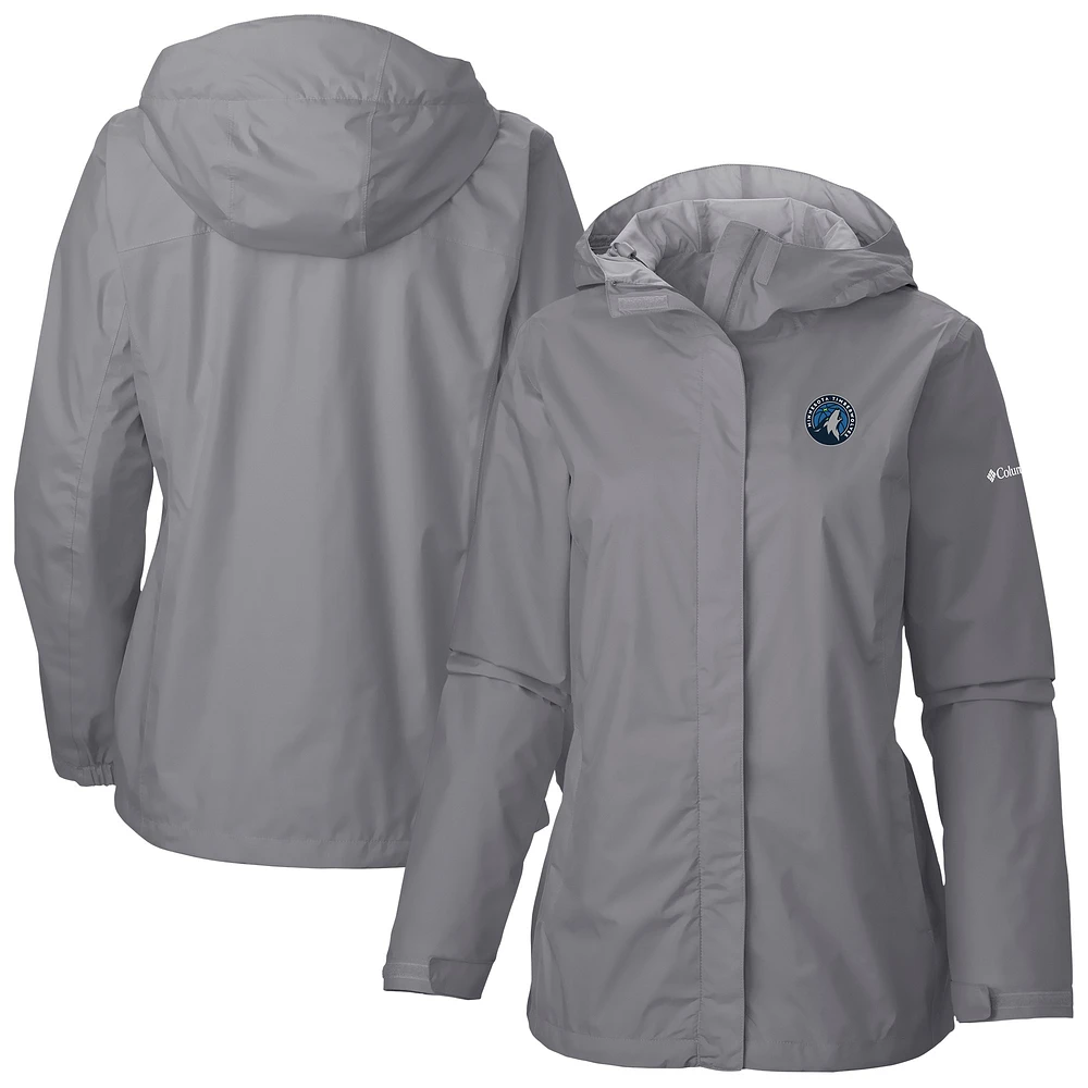 Women's Columbia Gray Minnesota Timberwolves Arcadia Full-Zip Rain Jacket