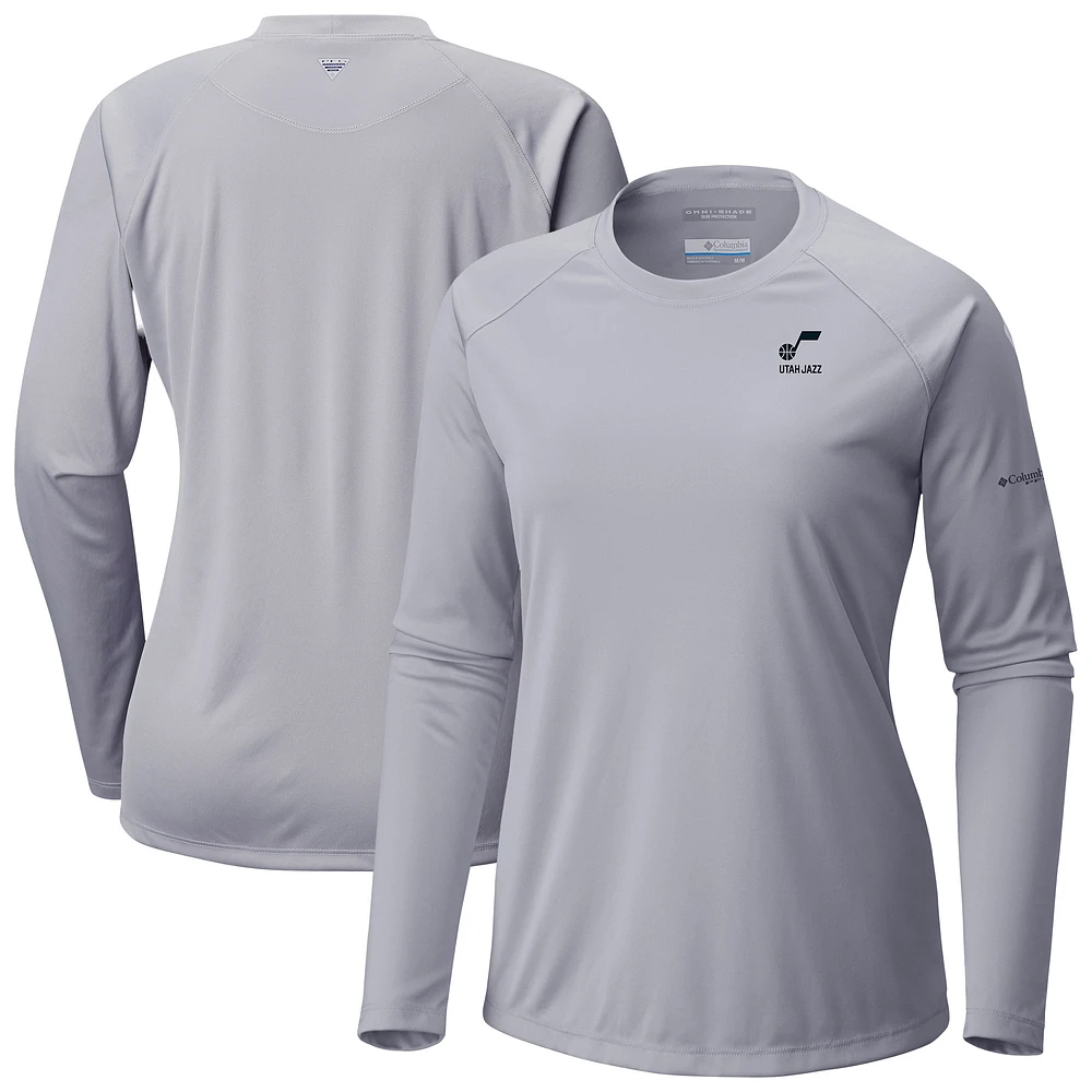 Women's Columbia Gray Utah Jazz Tidal Long Sleeve T-Shirt