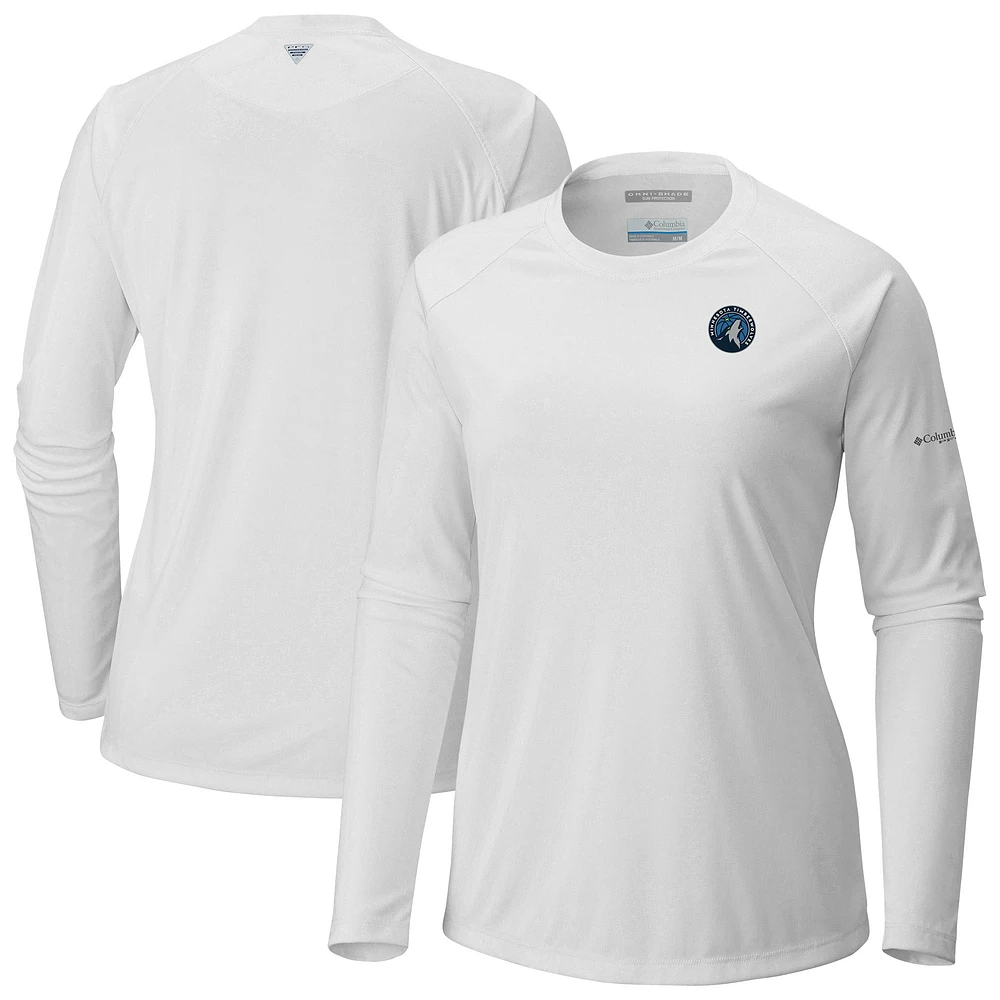 Women's Columbia White Minnesota Timberwolves Tidal Long Sleeve T-Shirt