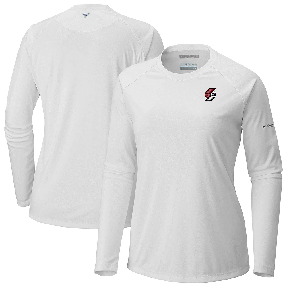 Women's Columbia White Portland Trail Blazers Tidal Long Sleeve T-Shirt