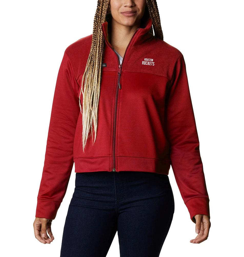 Women's Columbia Red Houston Rockets Omni-Wick Cropped River Fleece Full-Zip Jacket