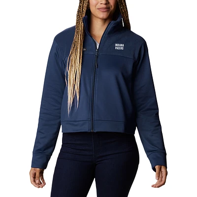 Women's Columbia Navy Indiana Pacers Omni-Wick Cropped River Fleece Full-Zip Jacket