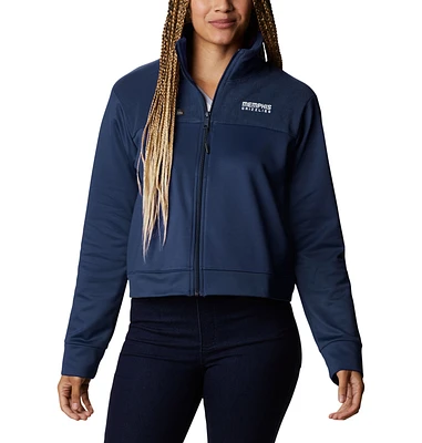 Women's Columbia Navy Memphis Grizzlies Omni-Wick Cropped River Fleece Full-Zip Jacket
