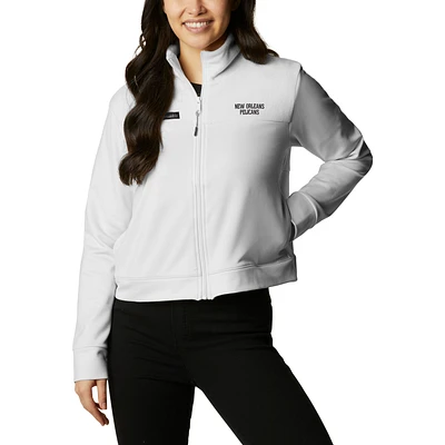 Women's Columbia White New Orleans Pelicans Omni-Wick Cropped River Fleece Full-Zip Jacket