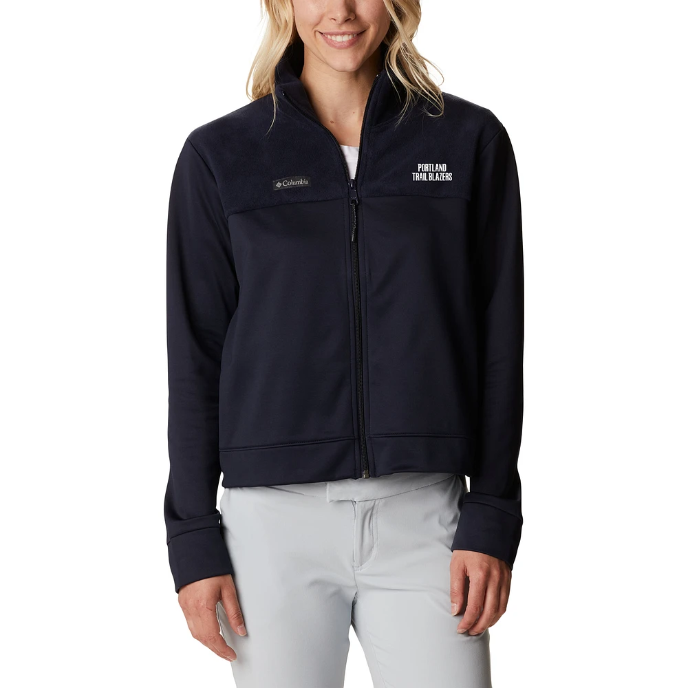 Women's Columbia Black Portland Trail Blazers Omni-Wick Cropped River Fleece Full-Zip Jacket