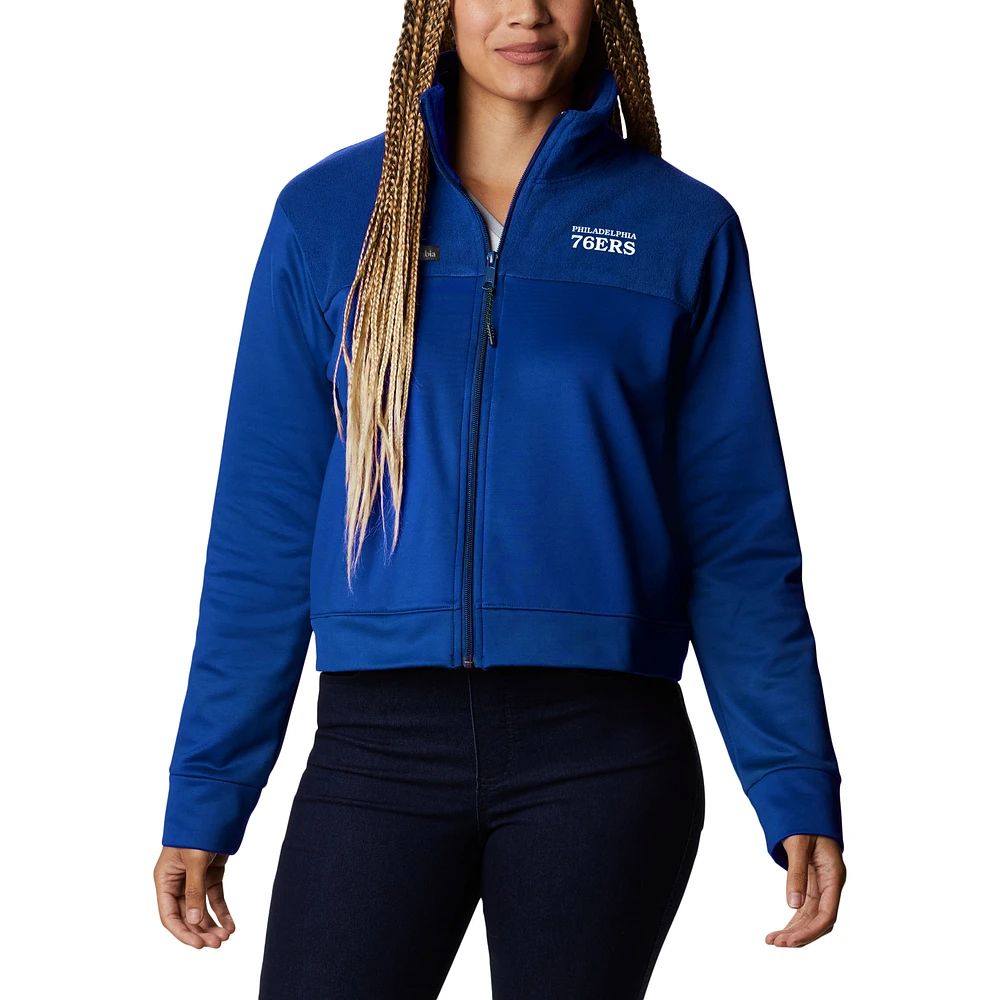 Women's Columbia Royal Philadelphia 76ers Omni-Wick Cropped River Fleece Full-Zip Jacket