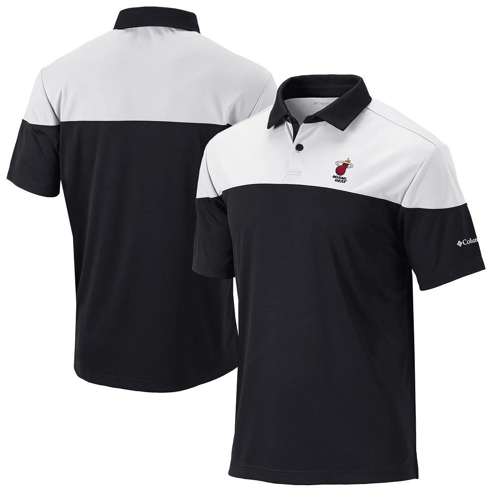 Men's Columbia Black Miami Heat Omni-Wick Best Ball Polo