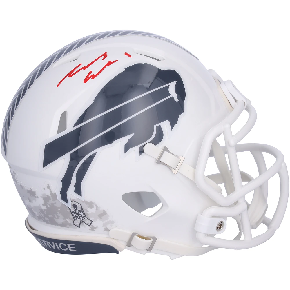 James Cook Buffalo Bills Autographed Riddell 2024 Salute to Service Speed Mini Helmet