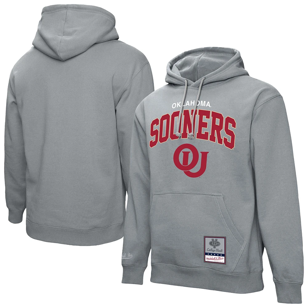 Men's Mitchell & Ness Heather Gray Oklahoma Sooners Classic Arch Pullover Hoodie