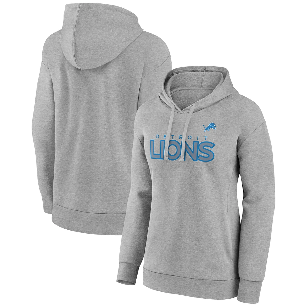 Women's Gray Detroit Lions Check List Pullover Hoodie