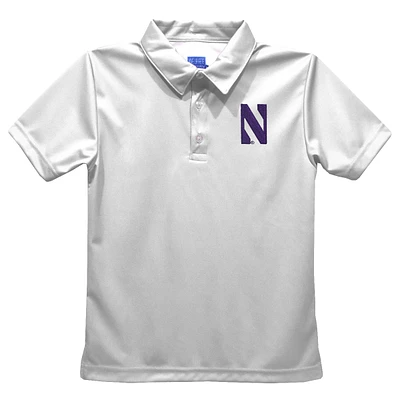 Youth Vive La Fete White Northwestern Wildcats Solid Polo