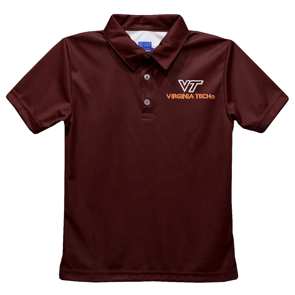 Youth Vive La Fete Maroon Virginia Tech Hokies Solid Polo